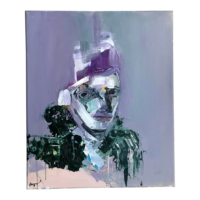 Vintage Boho Original Abstract Figurative Oil Painting on Canvas - Canvas, 20W x 24H — additional photo 1