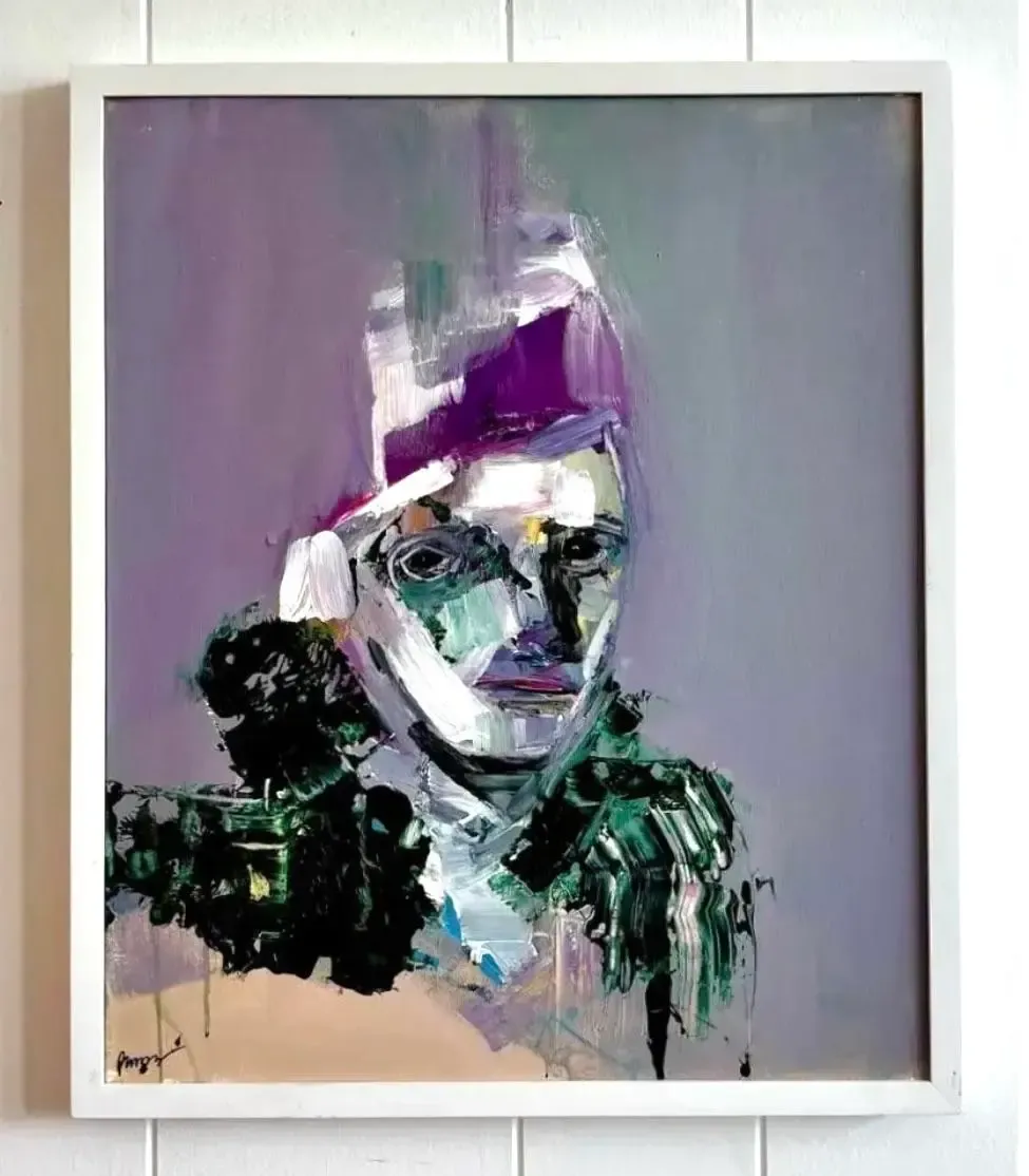 Vintage Boho Original Abstract Figurative Oil Painting on Canvas - Canvas, 20W x 24H — additional photo 2