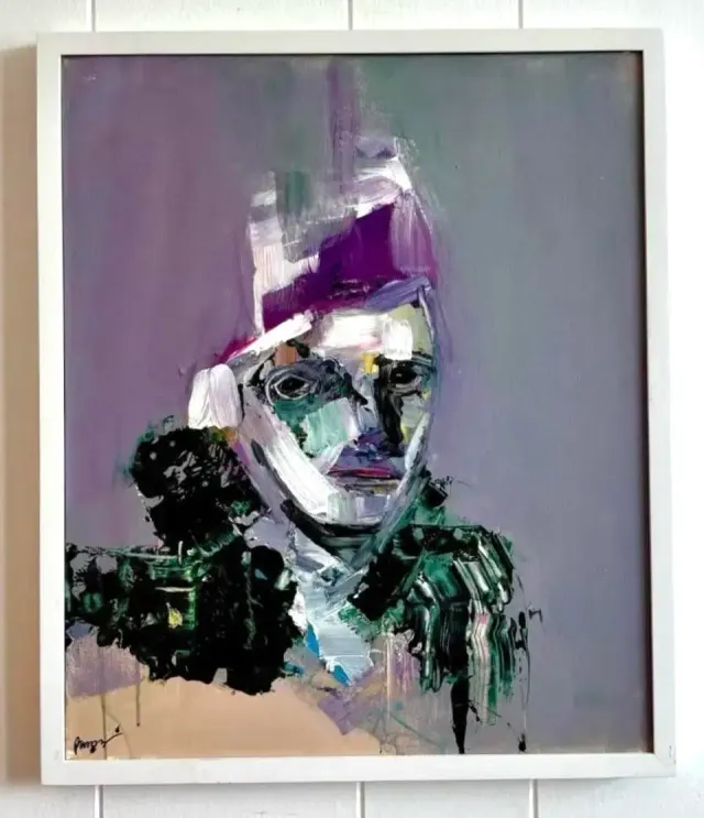 Vintage Boho Original Abstract Figurative Oil Painting on Canvas - Canvas, 20W x 24H — additional photo 3