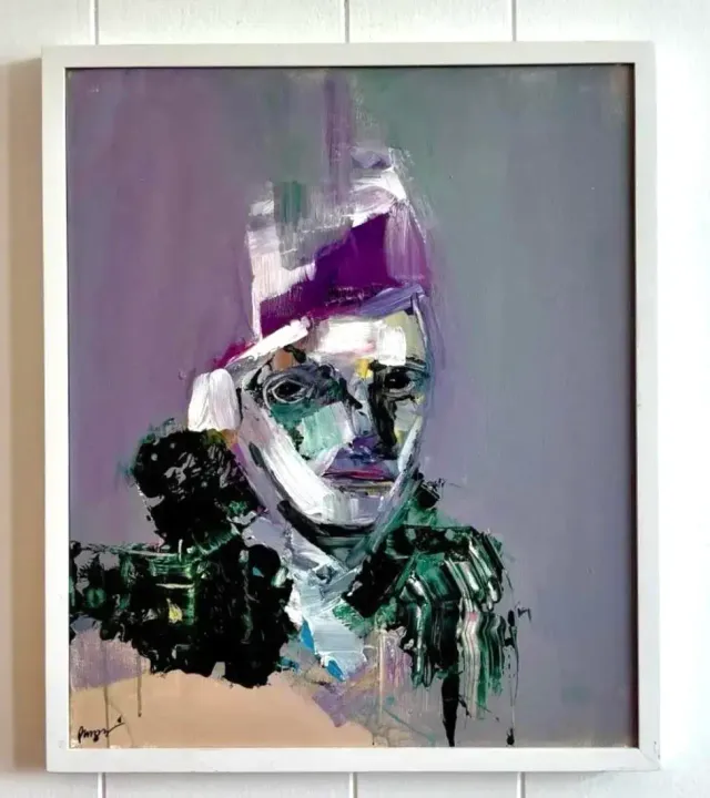 Vintage Boho Original Abstract Figurative Oil Painting on Canvas - Canvas, 20W x 24H — additional photo 5