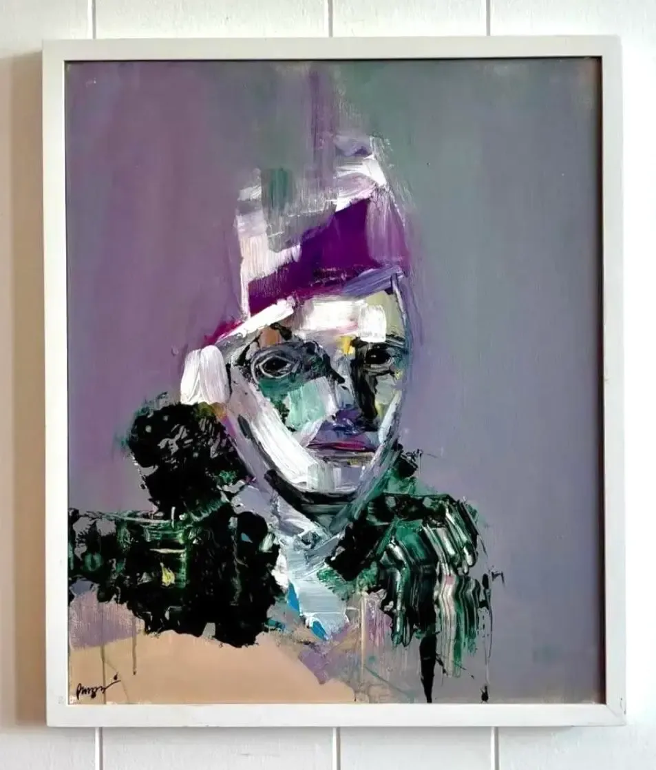 Vintage Boho Original Abstract Figurative Oil Painting on Canvas - Canvas, 20W x 24H — additional photo 6