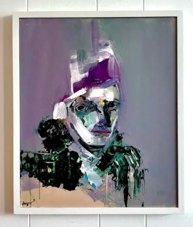 Vintage Boho Original Abstract Figurative Oil Painting on Canvas - Canvas, 20W x 24H — additional photo 6