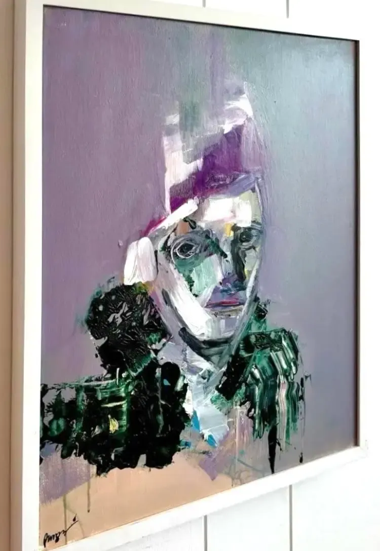 Vintage Boho Original Abstract Figurative Oil Painting on Canvas - Canvas, 20W x 24H — additional photo 7
