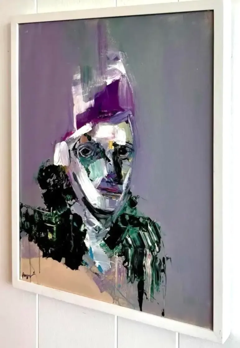 Vintage Boho Original Abstract Figurative Oil Painting on Canvas - Canvas, 20W x 24H — additional photo 8