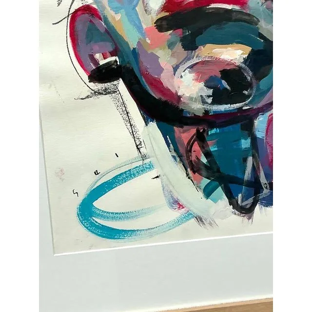 Vintage Boho Original Abstract Figurative Oil Painting on Paper — additional photo 2