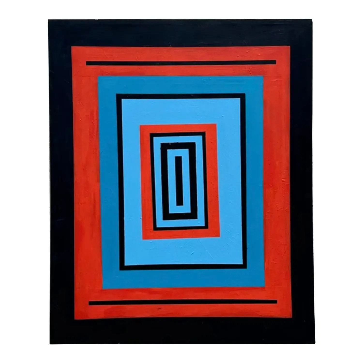 Vintage Boho Original Abstract Geometric Painting on Canvas — additional photo 1