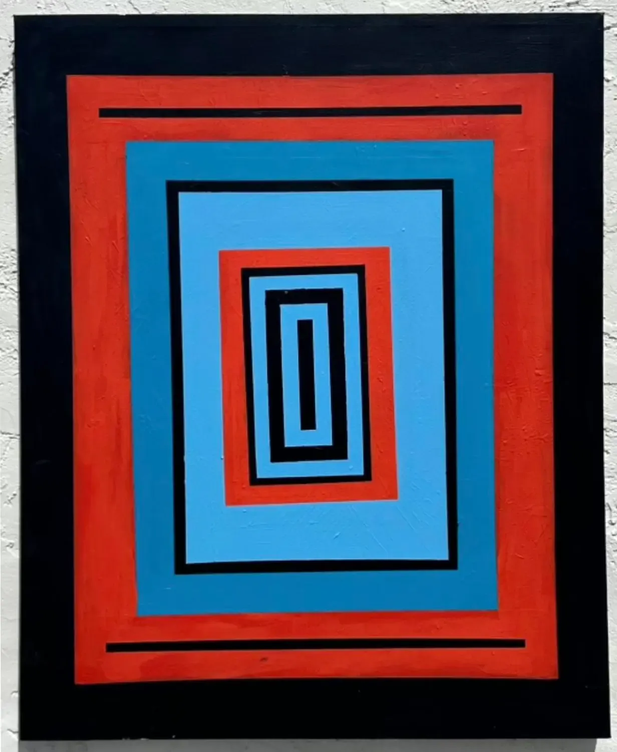 Vintage Boho Original Abstract Geometric Painting on Canvas — additional photo 2