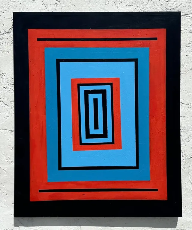 Vintage Boho Original Abstract Geometric Painting on Canvas — additional photo 5