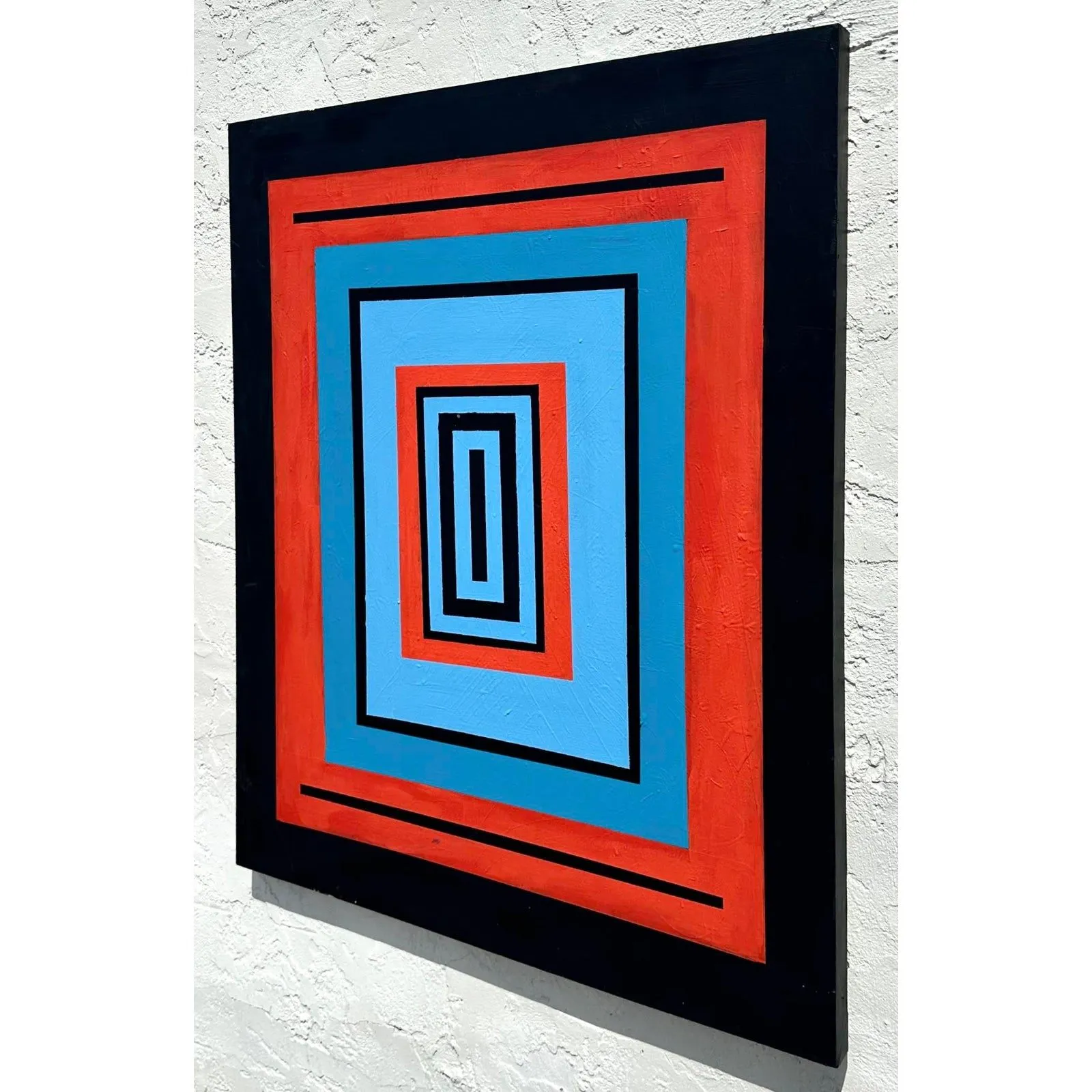 Vintage Boho Original Abstract Geometric Painting on Canvas - Oil Paint, 61W x 51H — additional photo 1