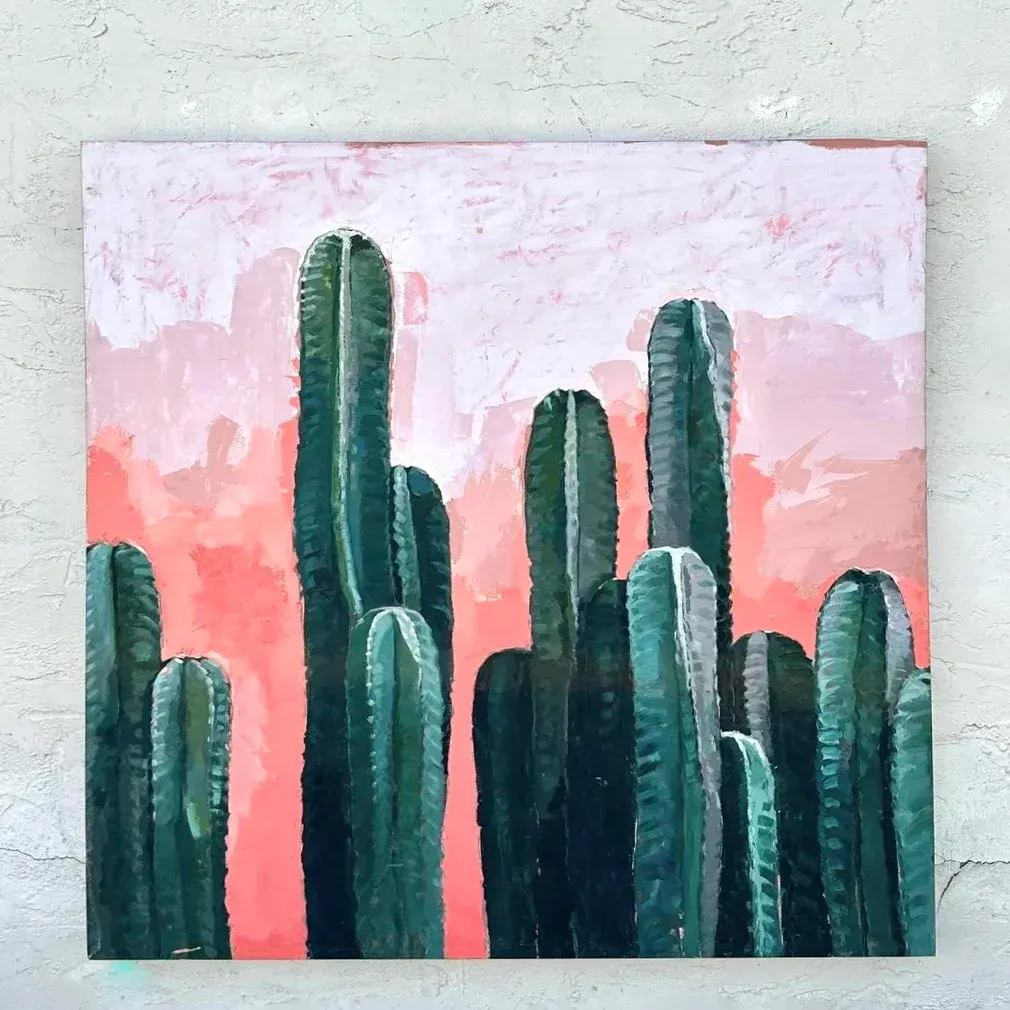 Vintage Boho Original Abstract Landscape Oil Painting on Canvas — additional photo 2