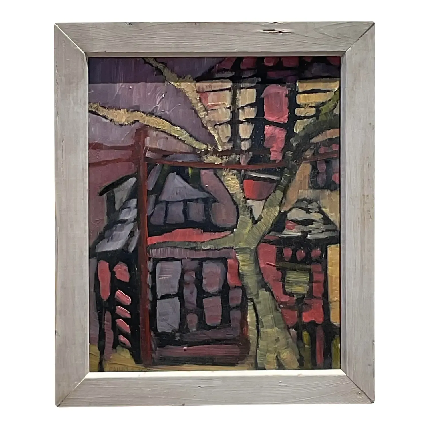 Vintage Boho Original Abstract Landscape Painting on Canvas — additional photo 1