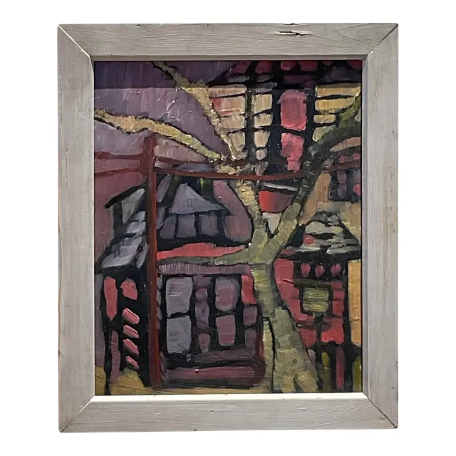 Vintage Boho Original Abstract Landscape Painting on Canvas — additional photo 1