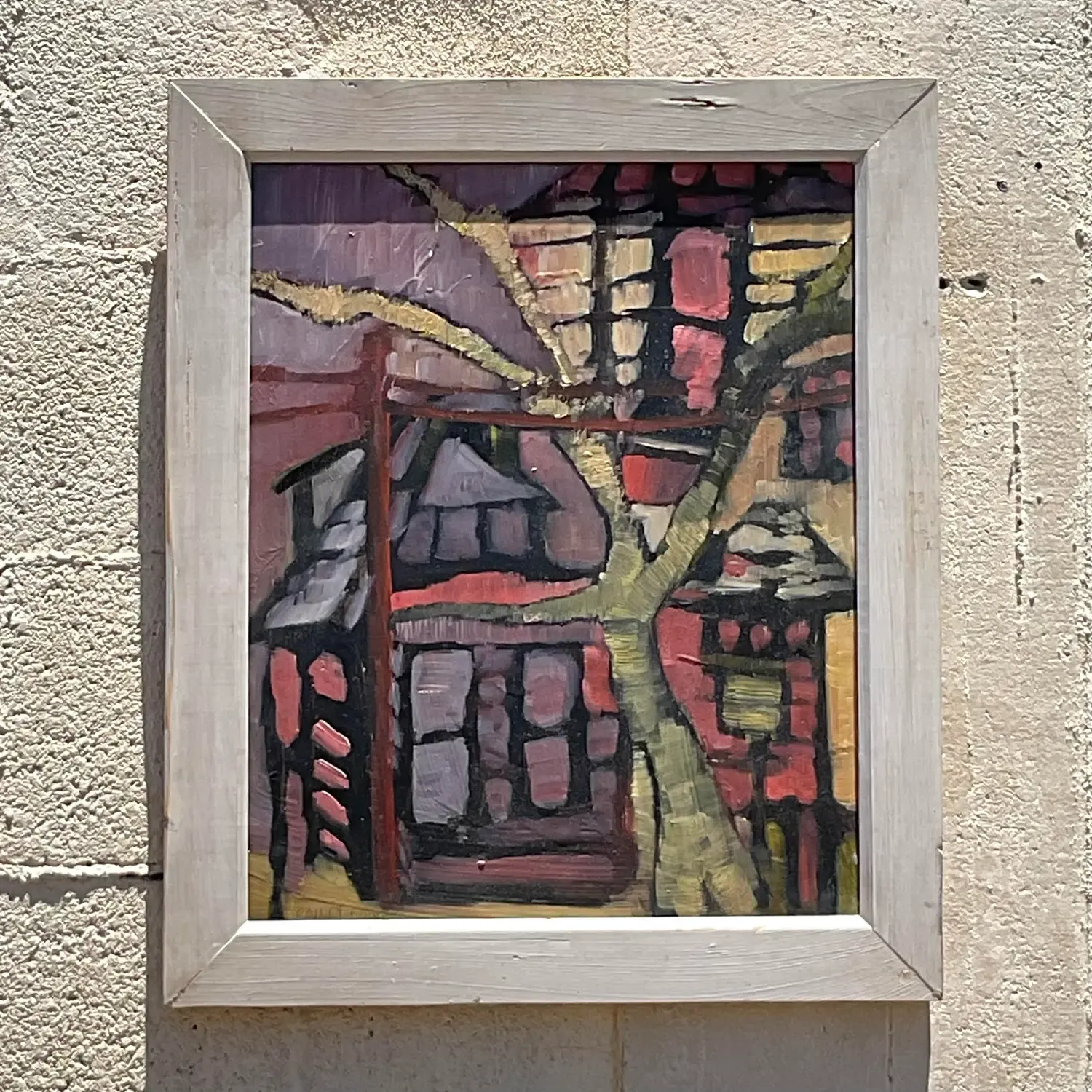 Vintage Boho Original Abstract Landscape Painting on Canvas — additional photo 2