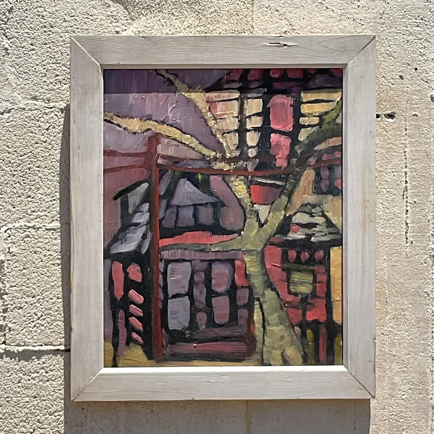 Vintage Boho Original Abstract Landscape Painting on Canvas — additional photo 3