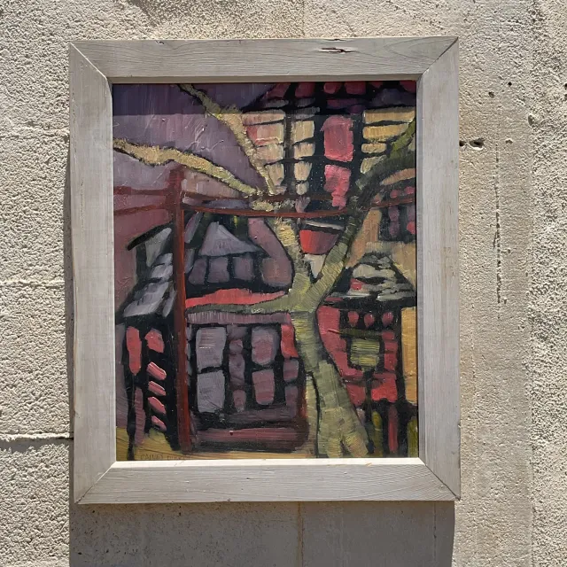Vintage Boho Original Abstract Landscape Painting on Canvas — additional photo 5