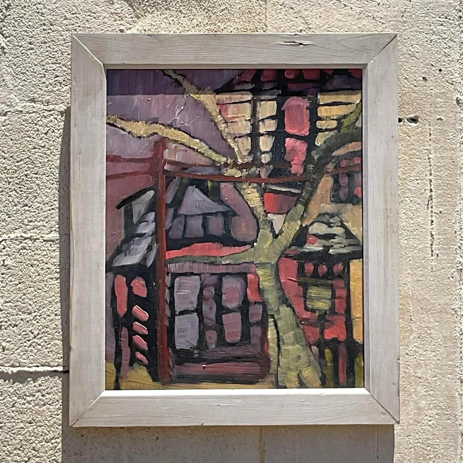 Vintage Boho Original Abstract Landscape Painting on Canvas — additional photo 6