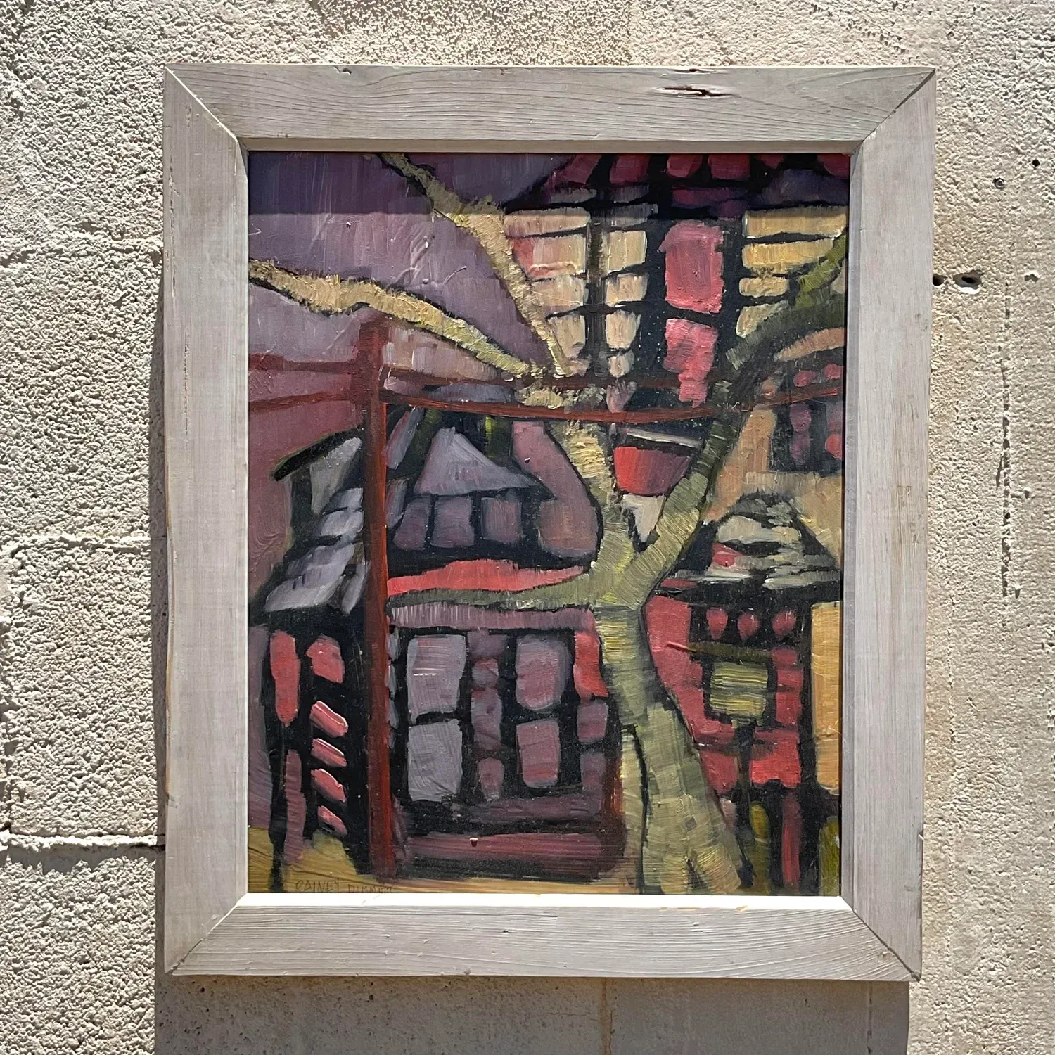 Vintage Boho Original Abstract Landscape Painting on Canvas — additional photo 8