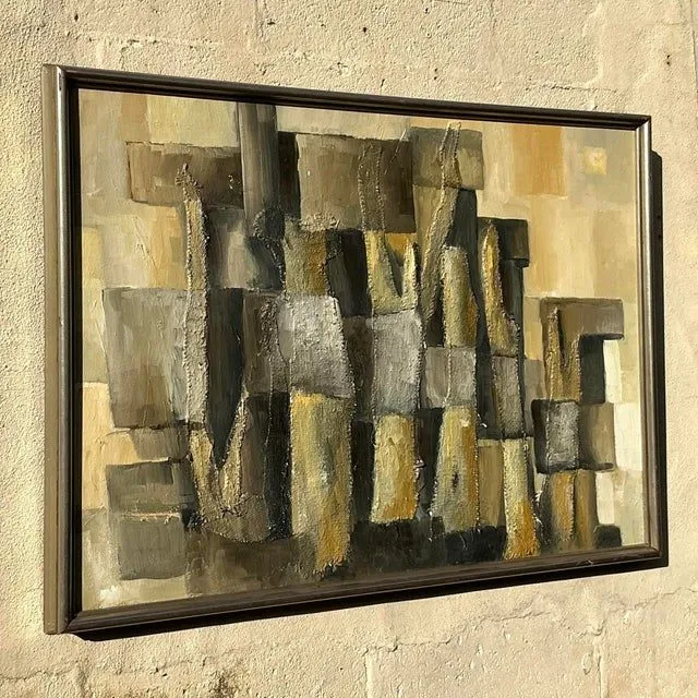 Vintage Boho Original Abstract Mixed Media on Canvas — additional photo 2