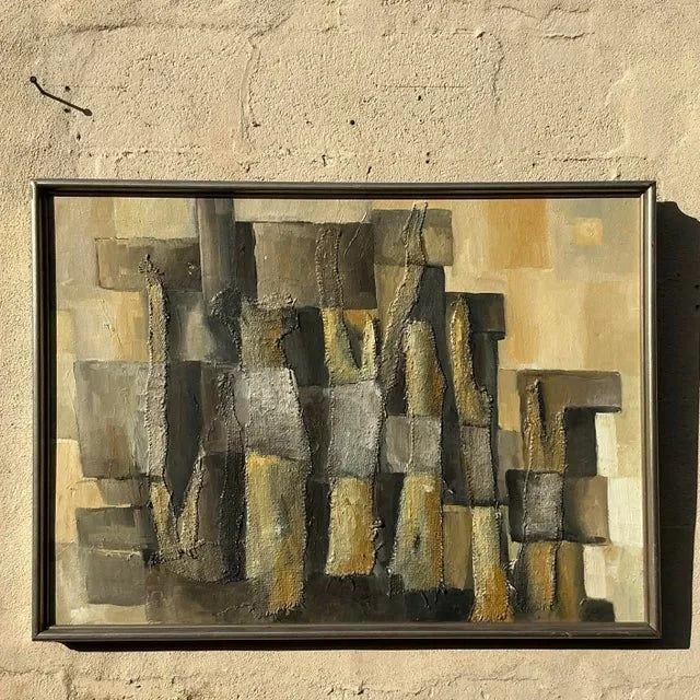 Vintage Boho Original Abstract Mixed Media on Canvas — additional photo 3