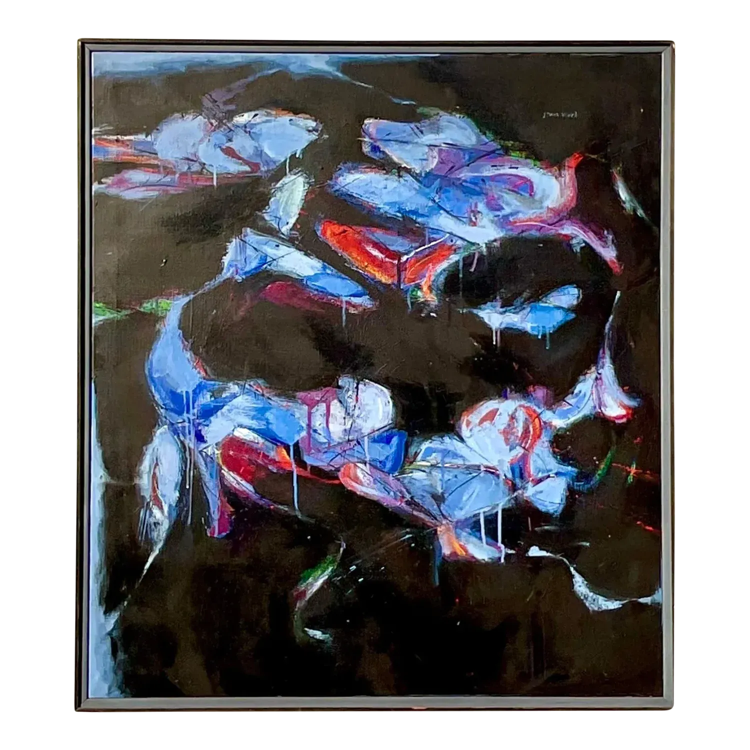 Vintage Boho Original Abstract Oil on Board - Oil Paint, 33.5W x 41.5H