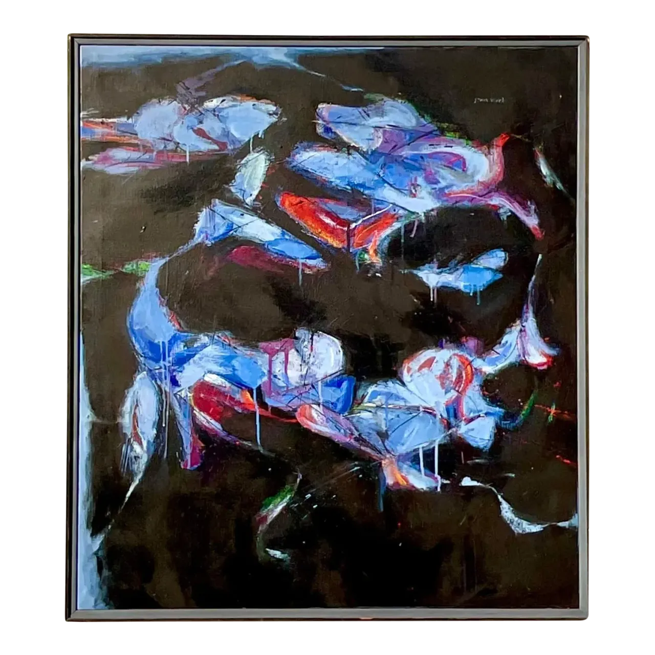 Vintage Boho Original Abstract Oil on Board - Oil Paint, 33.5W x 41.5H
