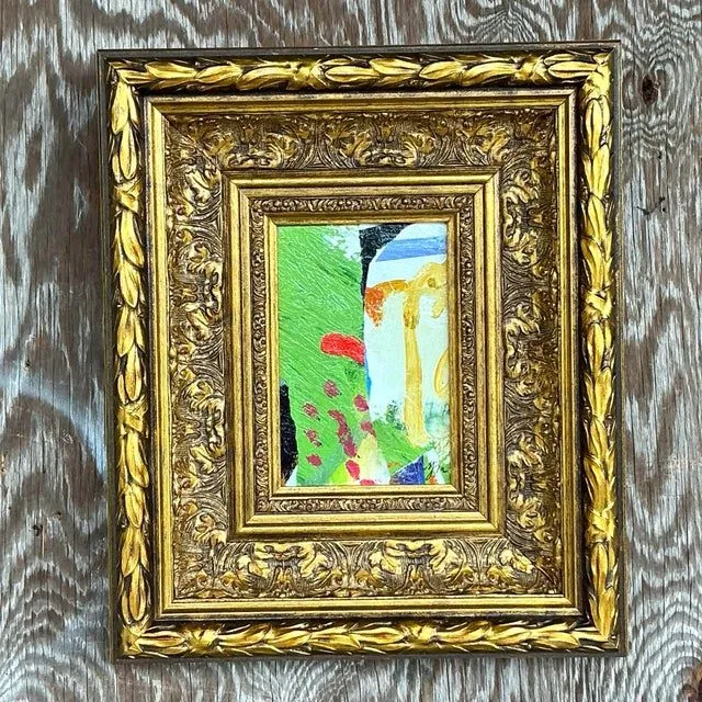 Vintage Boho Original Abstract Oil on Board - Oil Paint, 11.25W x 13.25H — additional photo 3