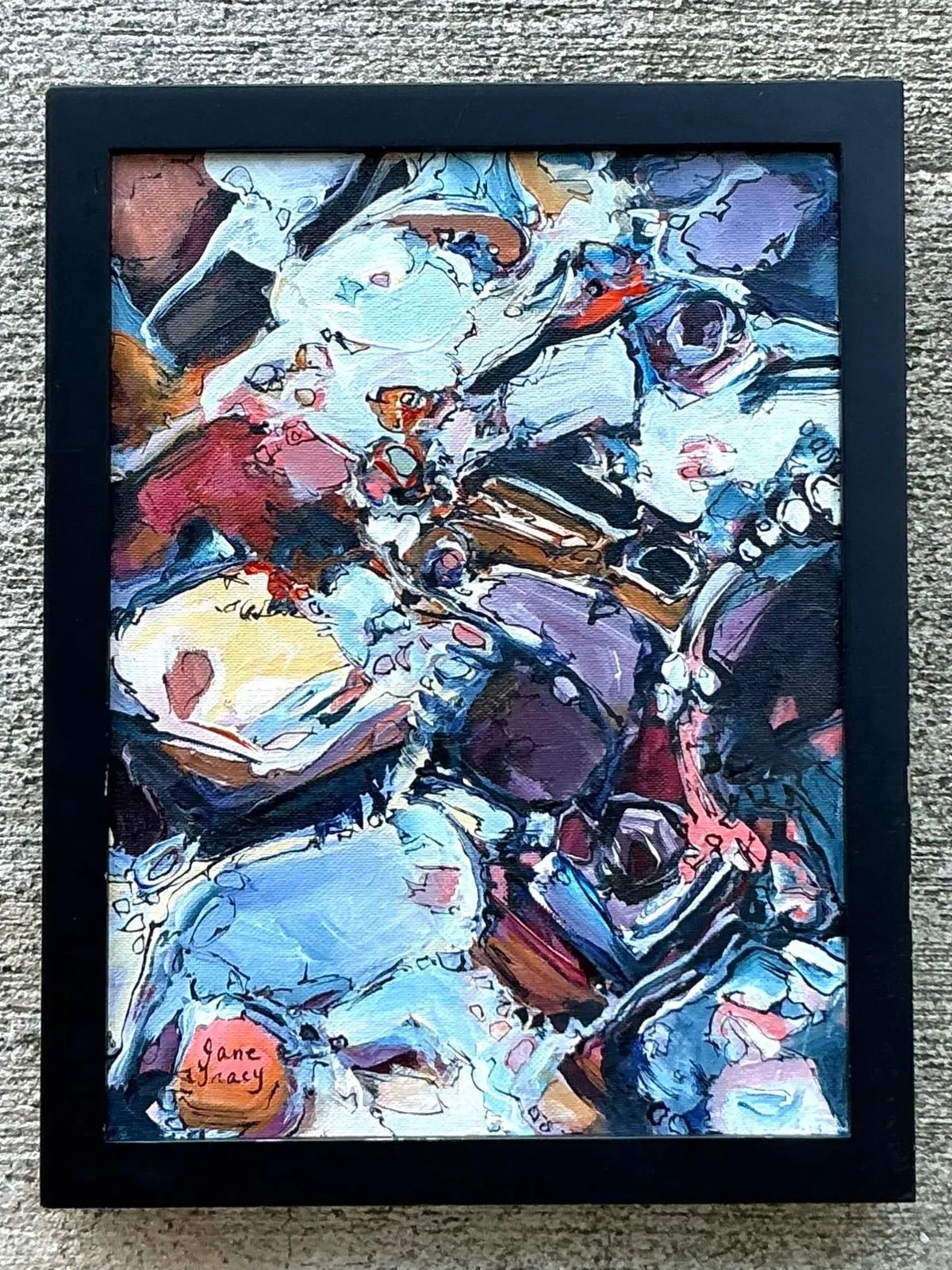 Vintage Boho Original Abstract Oil on Canvas - Canvas, 10.25W x 13.25H — additional photo 2