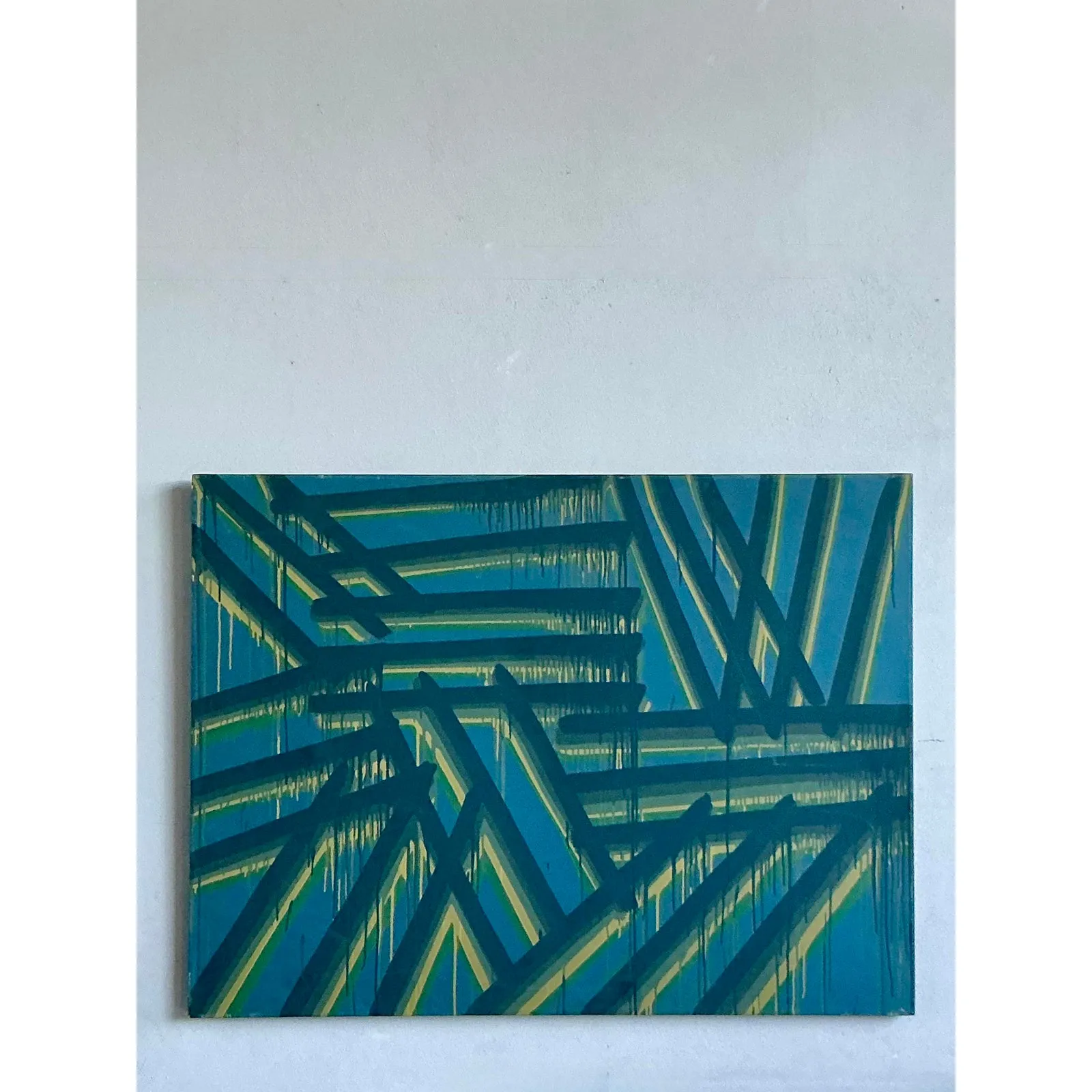 Vintage Boho Original Abstract Oil on Canvas - Wood, 48W x 36H — additional photo 1
