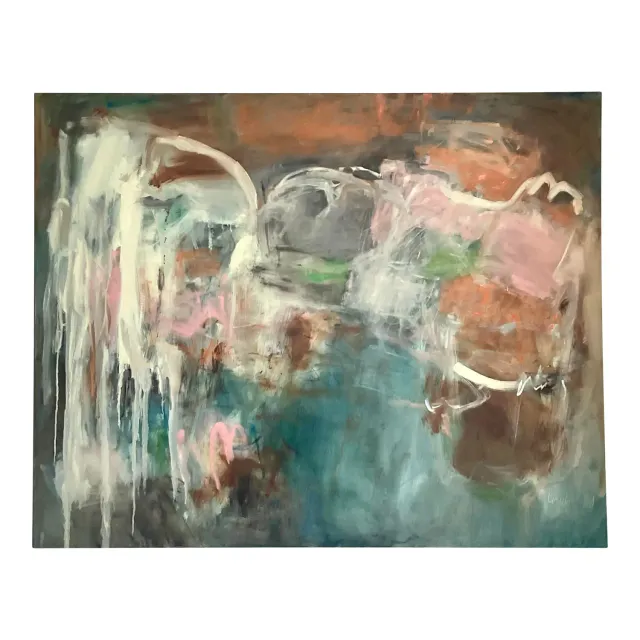 Vintage Boho Original Abstract Oil on Canvas - Canvas, 18W x 22.25H — additional photo 7