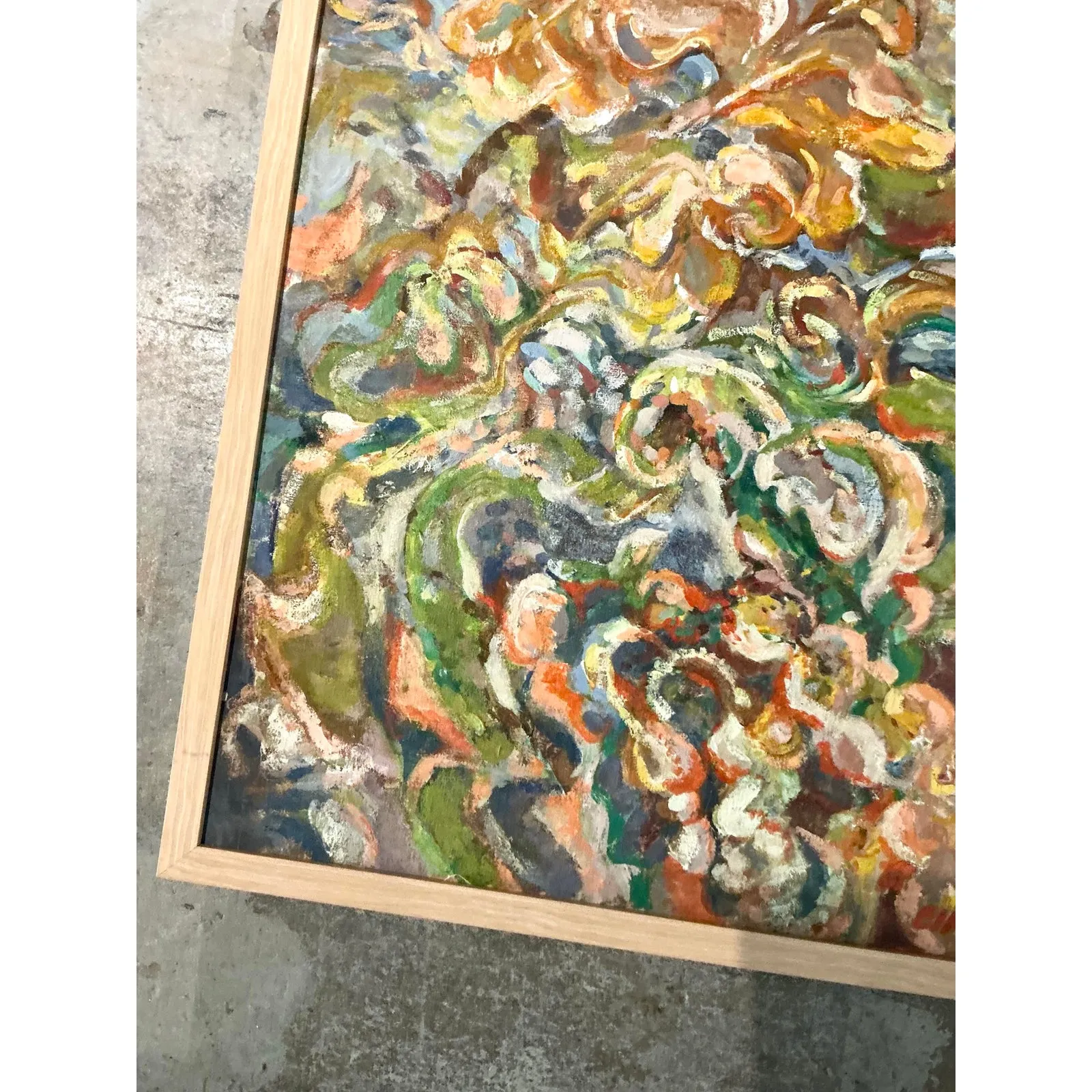 Vintage Boho Original Abstract Oil on Canvas - Canvas, 25.5W x 30.75H — additional photo 4