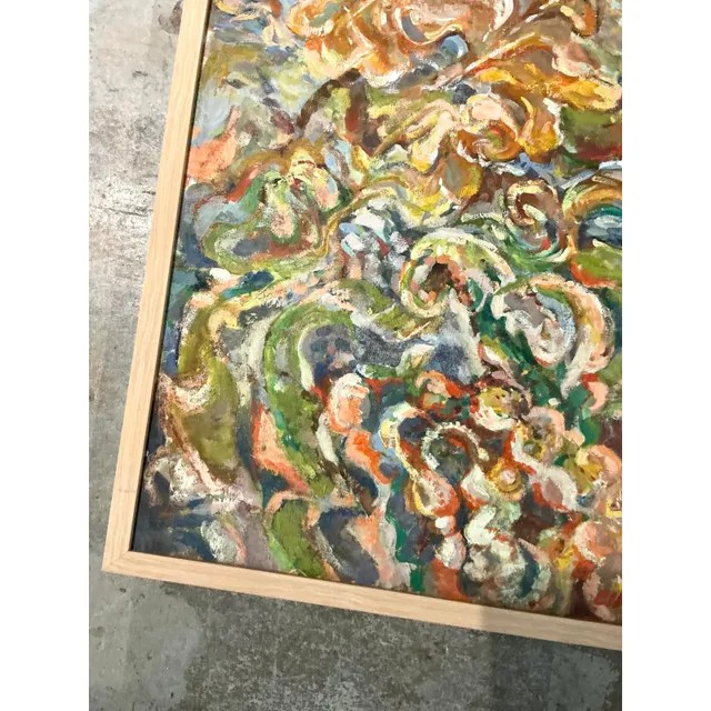 Vintage Boho Original Abstract Oil on Canvas - Canvas, 25.5W x 30.75H — additional photo 4