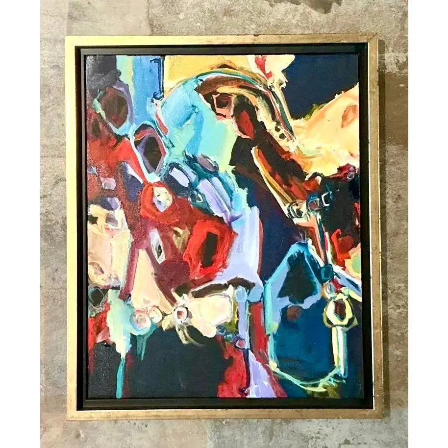 Vintage Boho Original Abstract Oil on Canvas