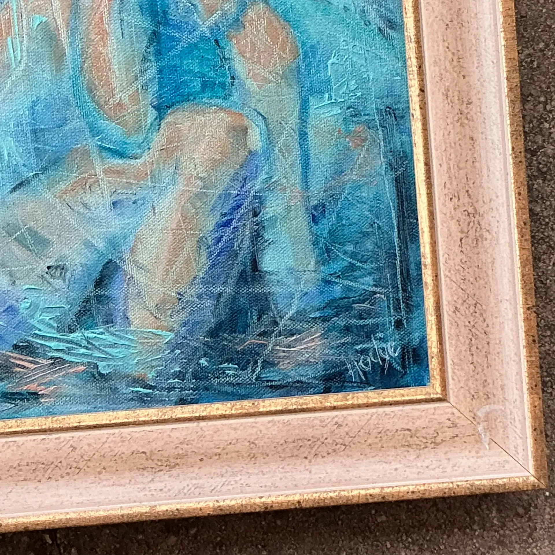 Vintage Boho Original Abstract Oil On Canvas  — additional photo 1