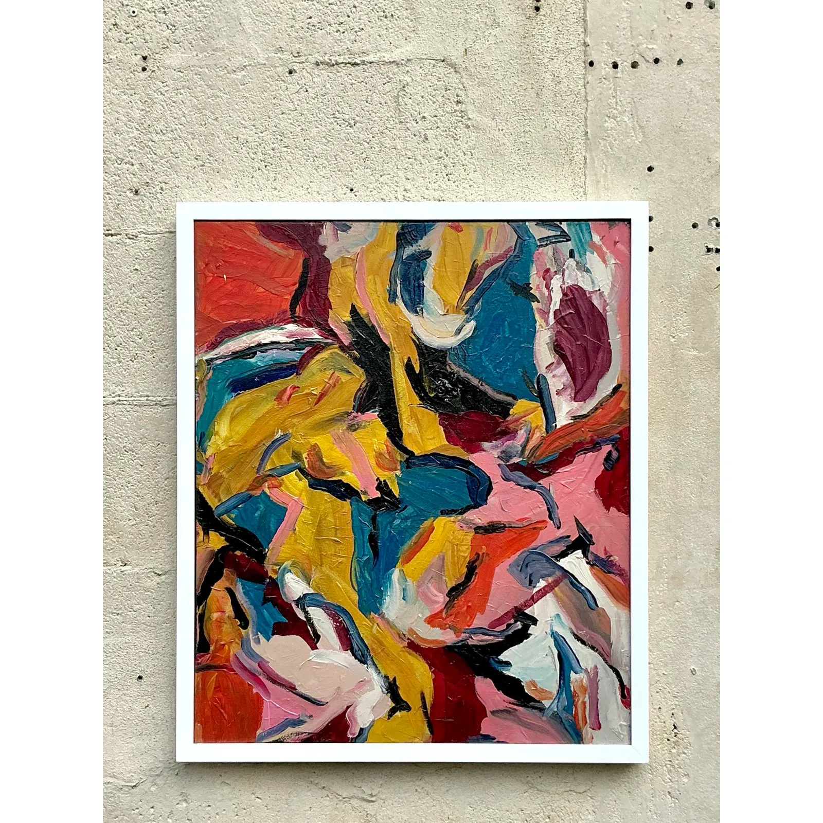 Vintage Boho Original Abstract Oil on Canvas - Oil Paint, 37W x 23H — additional photo 6