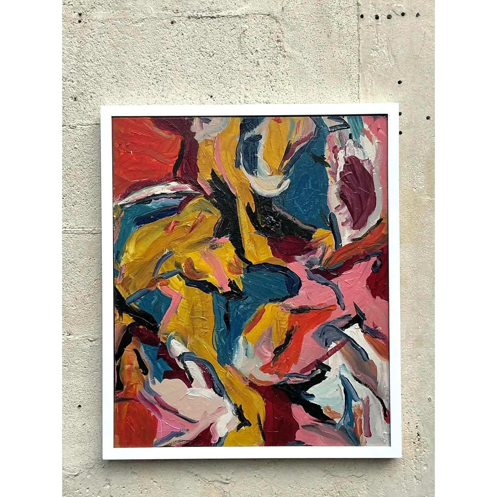 Vintage Boho Original Abstract Oil on Canvas - Oil Paint, 37W x 23H — additional photo 8