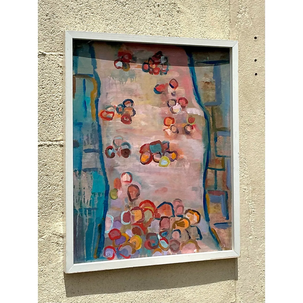 Vintage Boho Original Abstract Oil on Canvas - Oil Paint, 17W x 21H