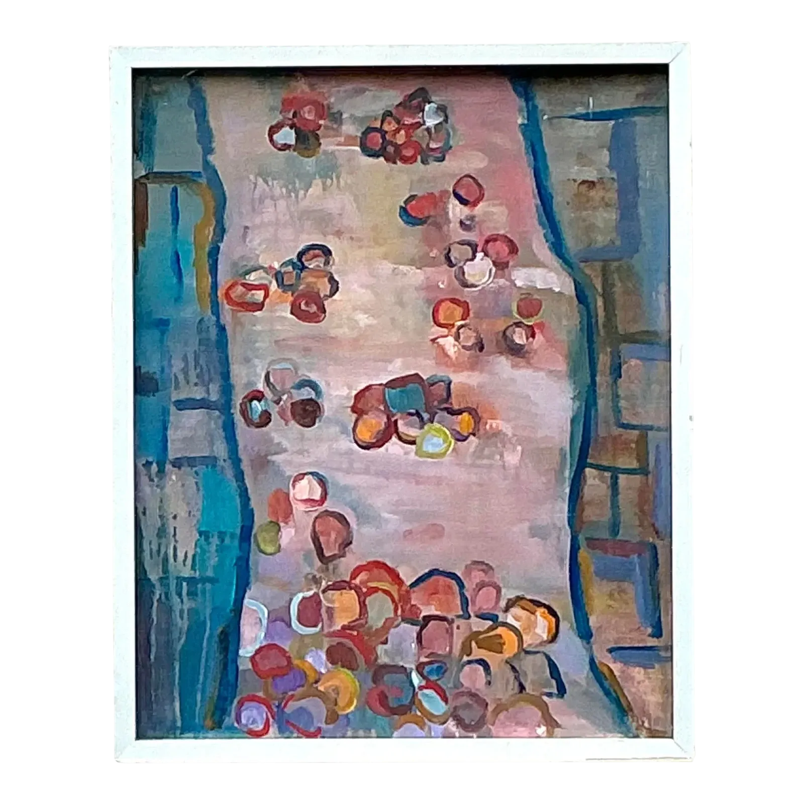 Vintage Boho Original Abstract Oil on Canvas - Oil Paint, 17W x 21H — additional photo 1