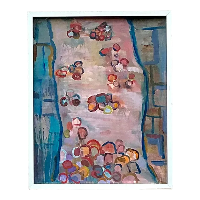 Vintage Boho Original Abstract Oil on Canvas - Oil Paint, 17W x 21H — additional photo 1