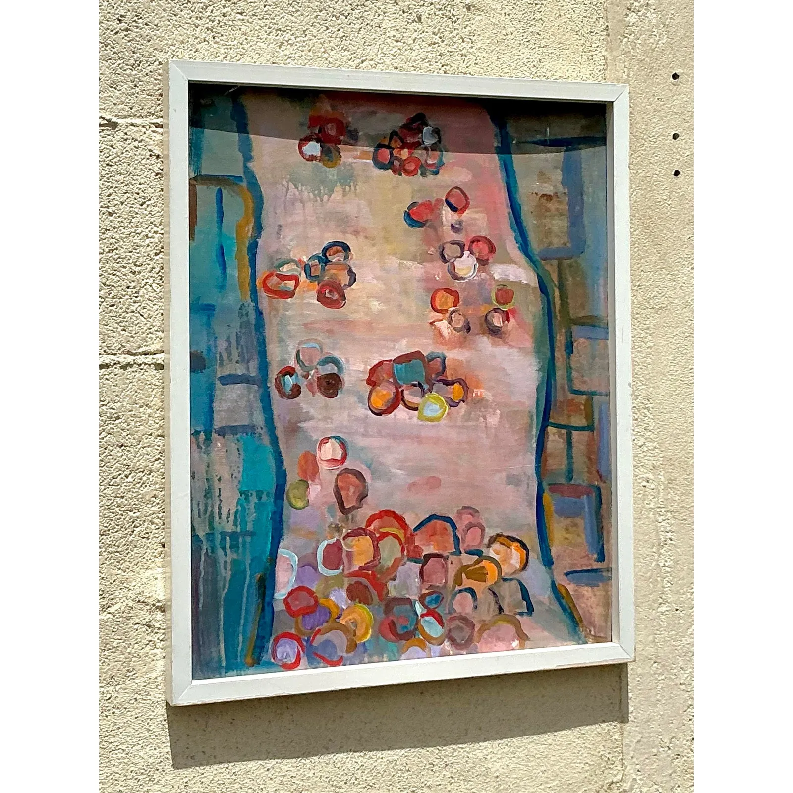 Vintage Boho Original Abstract Oil on Canvas - Oil Paint, 17W x 21H — additional photo 4