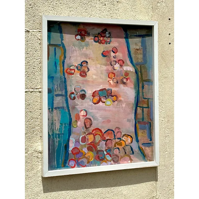 Vintage Boho Original Abstract Oil on Canvas - Oil Paint, 17W x 21H — additional photo 4