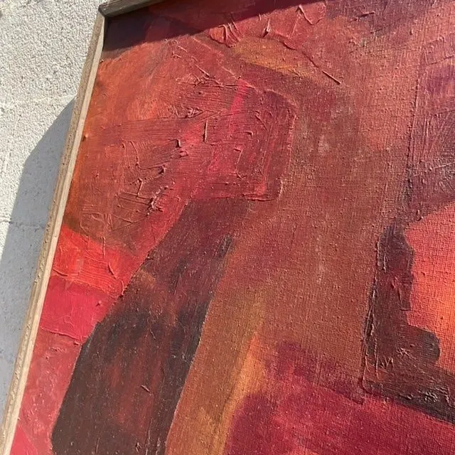 Vintage Boho Original Abstract Oil on Canvas Painting — additional photo 1