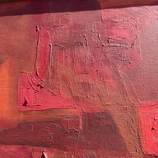 Vintage Boho Original Abstract Oil on Canvas Painting — additional photo 2