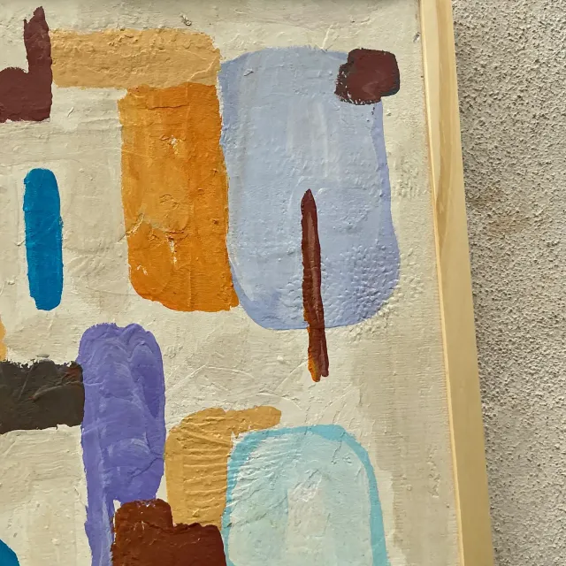 Vintage Boho Original Abstract Oil Paining on Canvas — additional photo 4