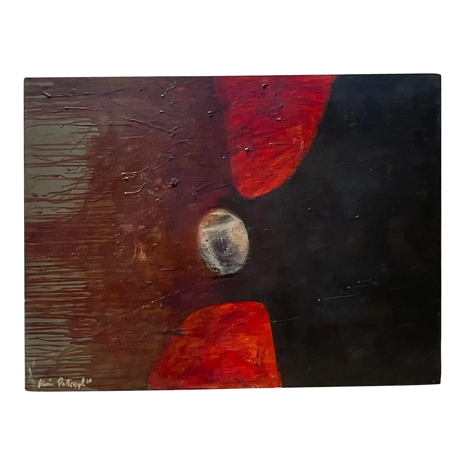 Vintage Boho Original Abstract Oil Painting on Board - Oil Paint, 48W x 36H — additional photo 2