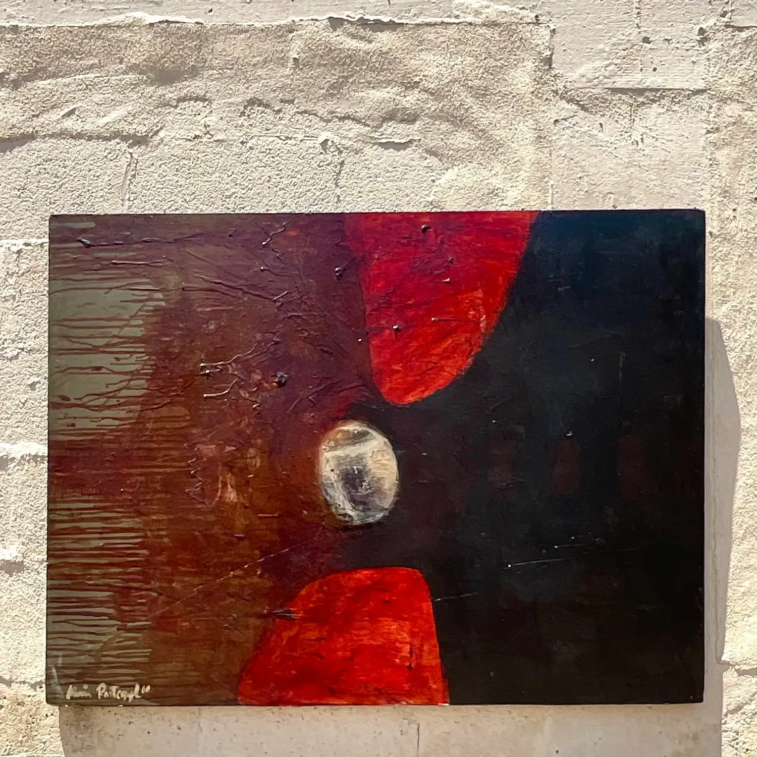 Vintage Boho Original Abstract Oil Painting on Board - Oil Paint, 48W x 36H — additional photo 6