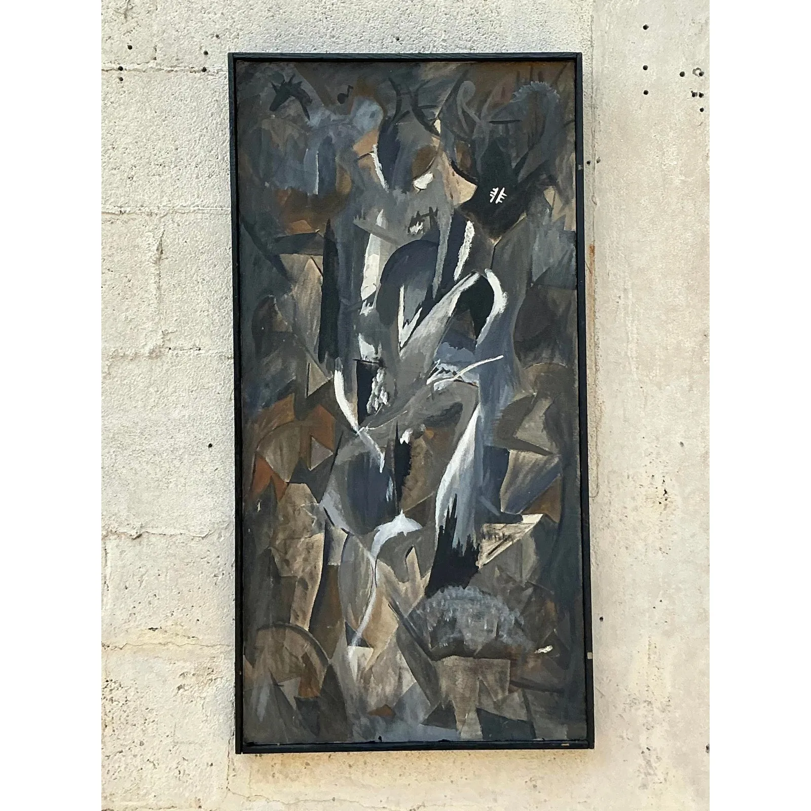 Vintage Boho Original Abstract Oil Painting on Canvas - Canvas, 19W x 36.75H — additional photo 1