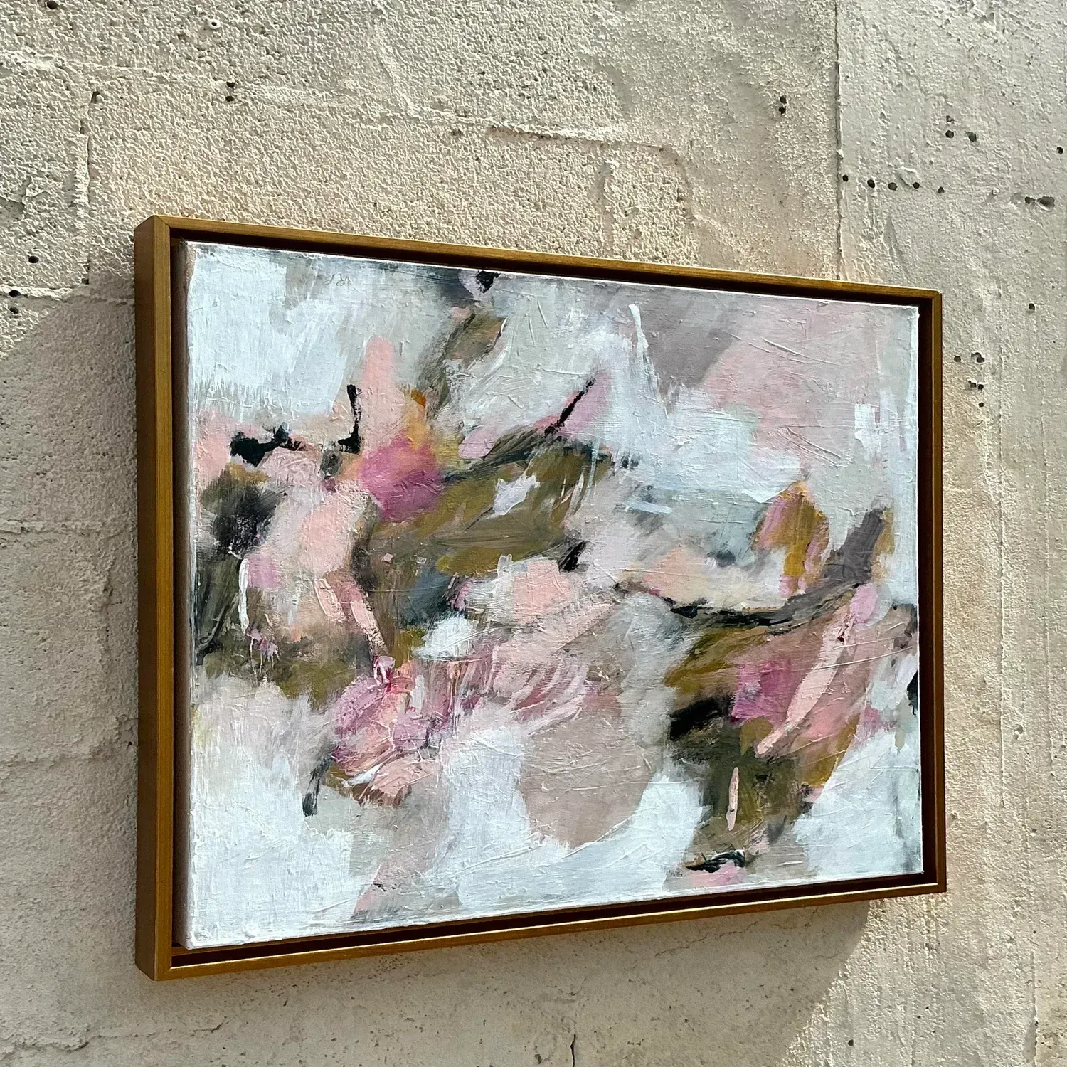 Vintage Boho Original Abstract Oil Painting on Canvas - Canvas, 28.75W x 22.75H — additional photo 2