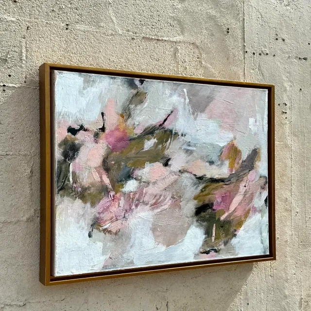 Vintage Boho Original Abstract Oil Painting on Canvas - Canvas, 28.75W x 22.75H — additional photo 2