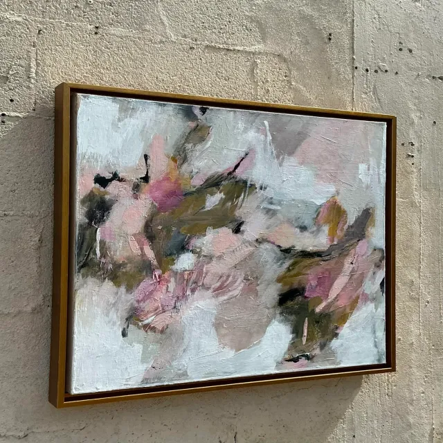 Vintage Boho Original Abstract Oil Painting on Canvas - Canvas, 28.75W x 22.75H — additional photo 3