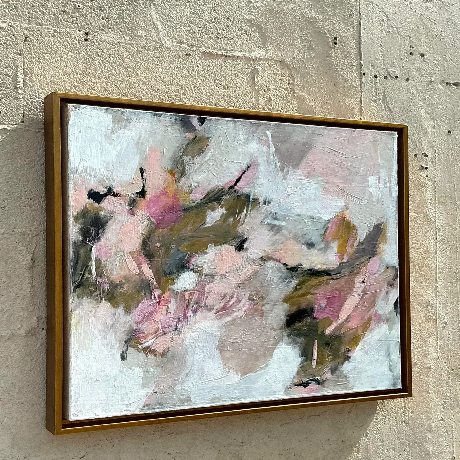 Vintage Boho Original Abstract Oil Painting on Canvas - Canvas, 28.75W x 22.75H — additional photo 4